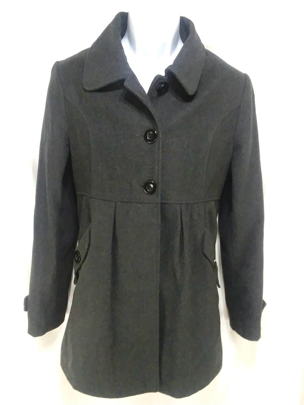 NWT $89 Krush Pea Coat Womens Size Large Button Up Polyester Gray
